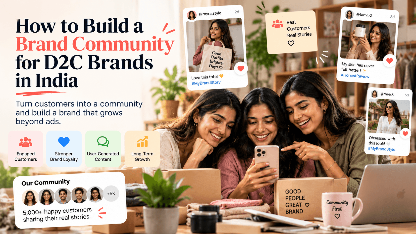 A brand community engaging with content on their phones